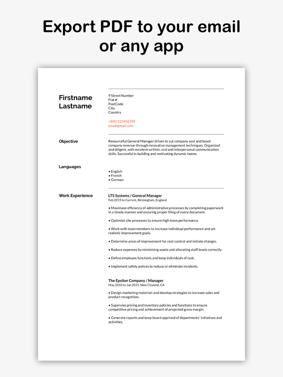 Professional Resume Builder iPad screenshot 8 - Productivity app