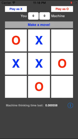 AI x0 (Tic-tac-toe) UNBEATABLE screenshot 1