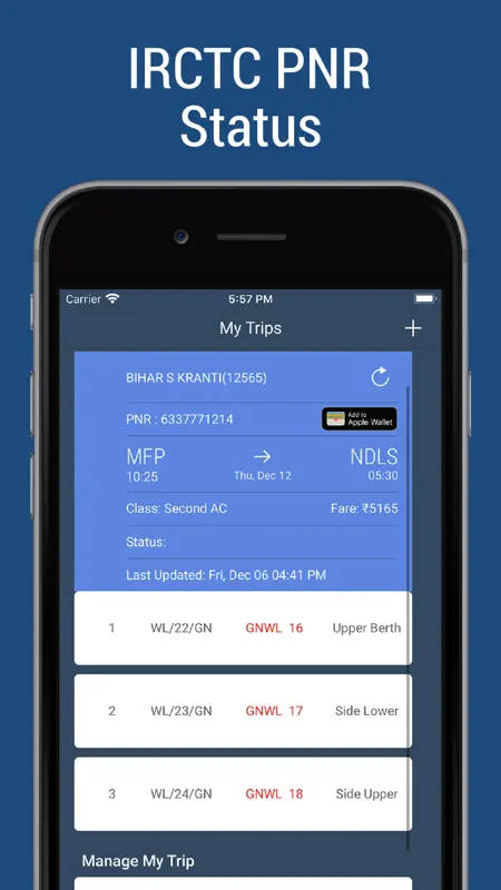 Indian Rail IRCTC, PNR Status screenshot 3 of 9