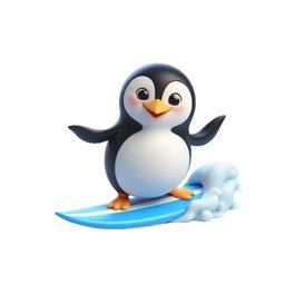 Surfing Penguin Stickers