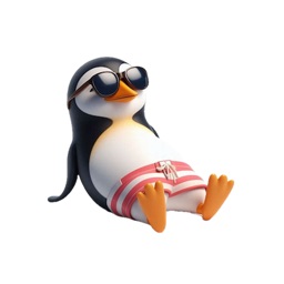 Sunbathing Penguin Stickers