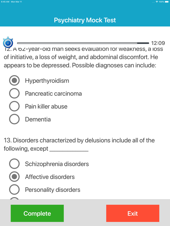 Psychiatry Exam Preparation iPad screenshot