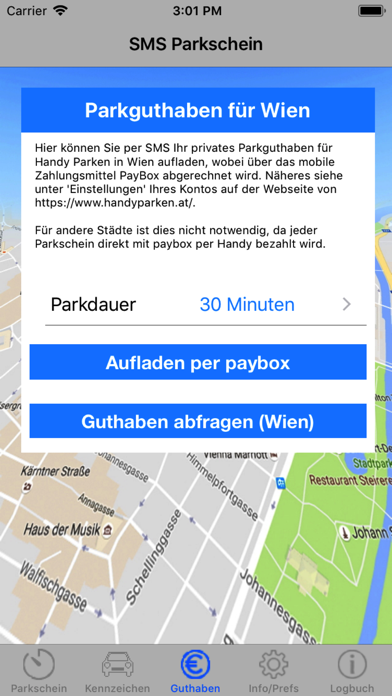 SMS Parkschein Screenshot