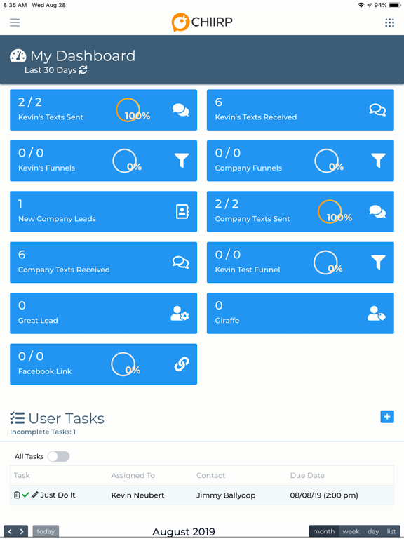 Chiirp Mobile iPad screenshot 1 - Business app