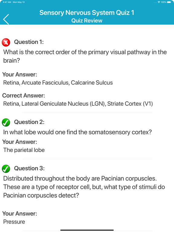 Nervous System Quizzes iPad screenshot