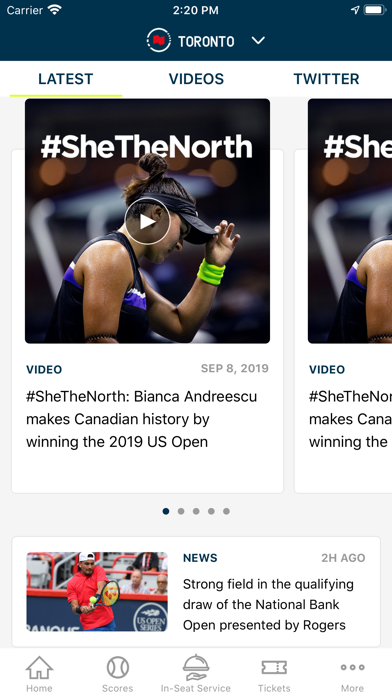 National Bank Open Screenshot