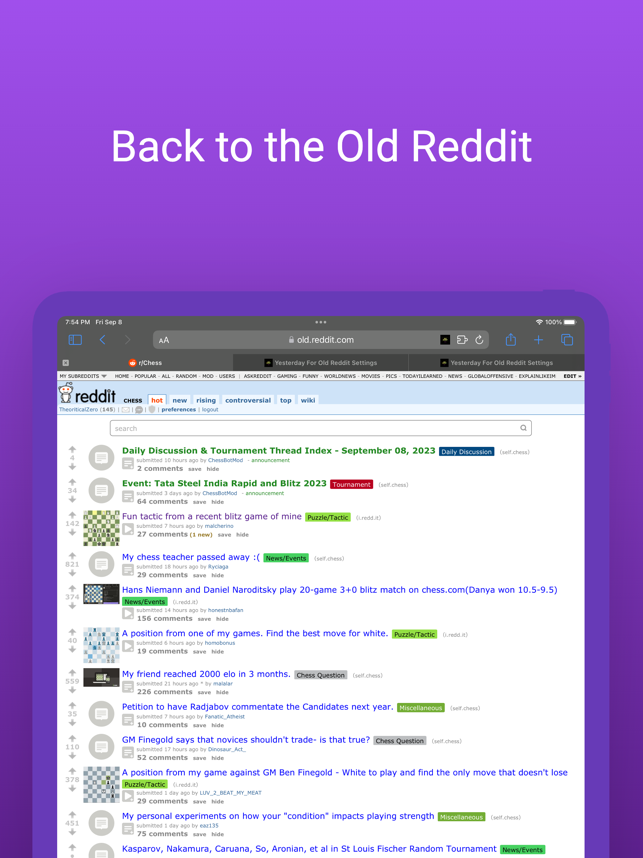 「Yesterday For Old Reddit」のスクリーンショット