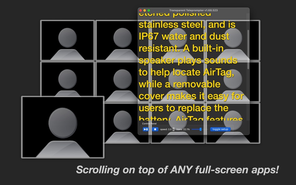 #3. Transparent Teleprompter (macOS) 由: Jiulong Zhao