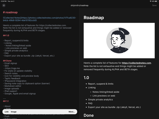 Collected Notes iPad screenshot 1 - Productivity app
