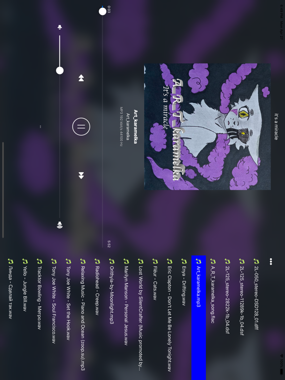 QXPlayer remote iPad screenshot 1 - Music app