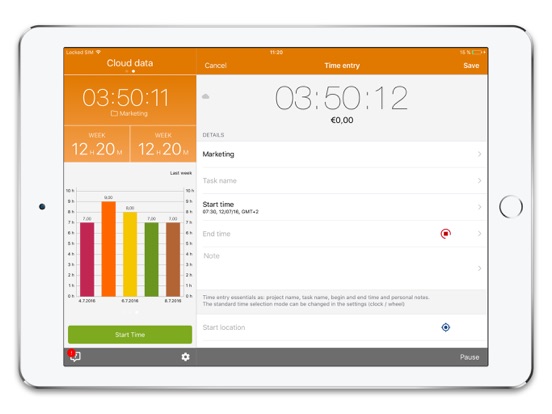 Qlaqs Time Tracking iPad screenshot 5 - Business app