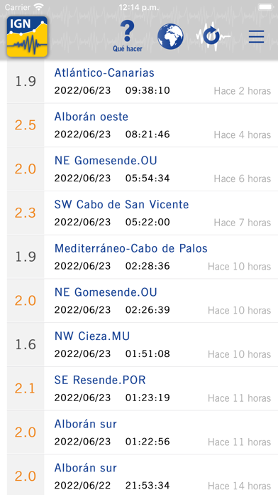 Screenshot #1 pour IGN Terremotos