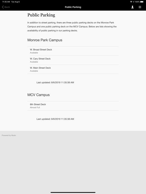 VCU Mobile iPad screenshot