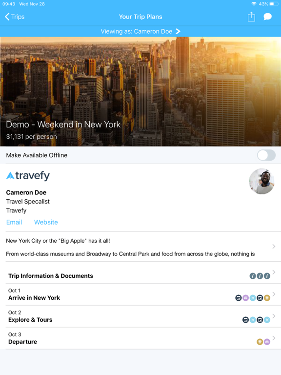 Screenshot #6 pour Travefy Pro: View Client Trips