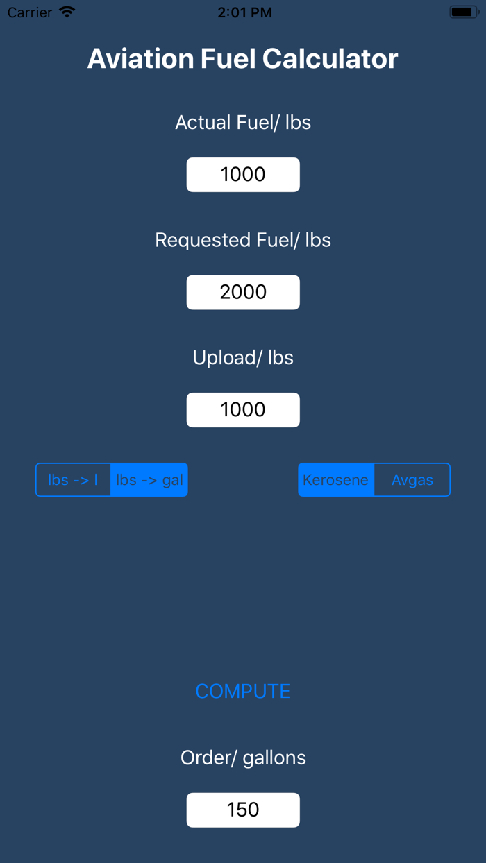 Aviation Fuel Calculator