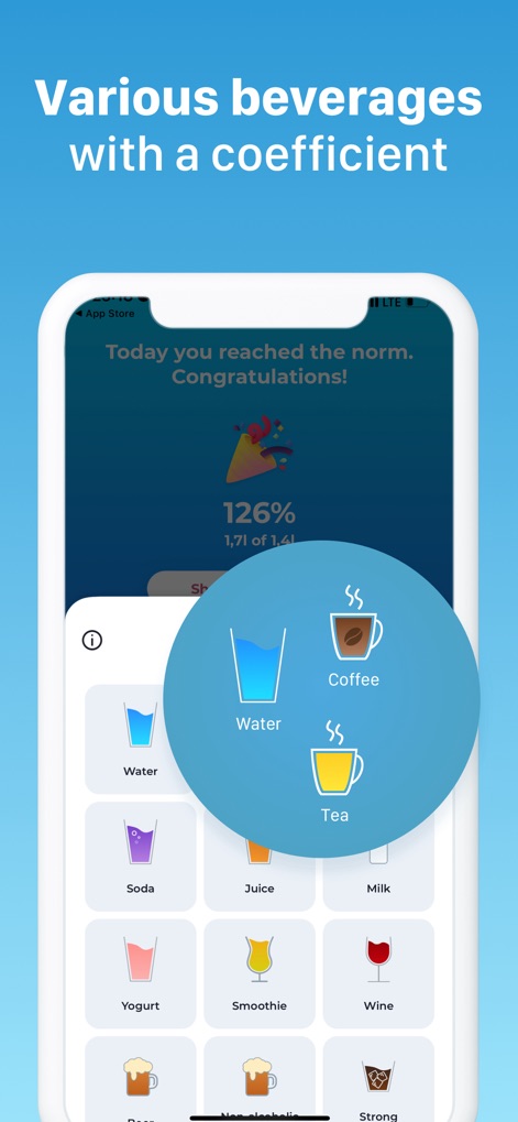 My Water: Daily Drink Tracker - This tool provides extensive beverage tracking options, allowing users to log various liquids like "Water" and "Coffee" and account for their hydration coefficient.