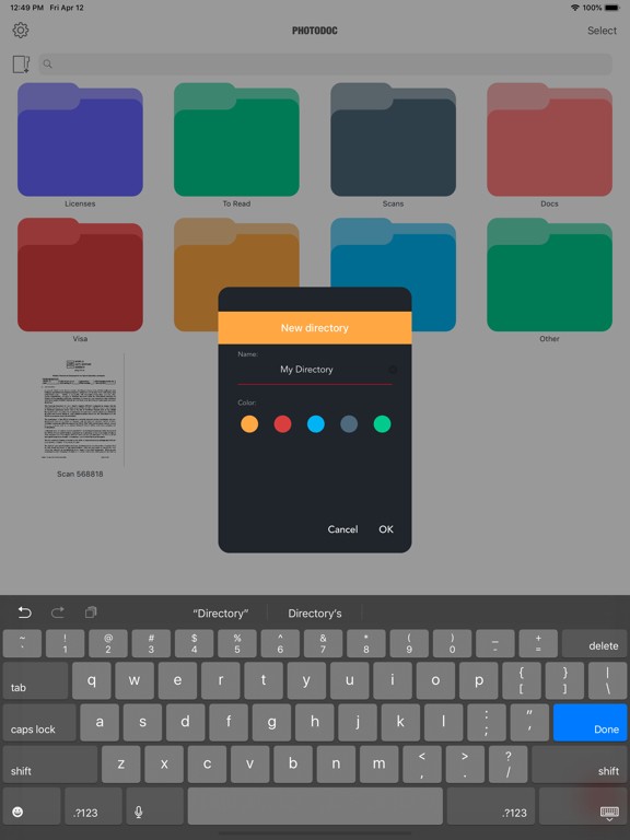 Scrybe - PDF scanner with OCR iPad screenshot
