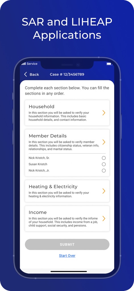 myCOMPASS PA - This tool simplifies complex forms by breaking down applications into manageable sections like 'Household' and 'Income' for a clear progression towards submission.