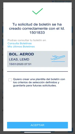 Captura de pantalla de ICARO en iPhone 10