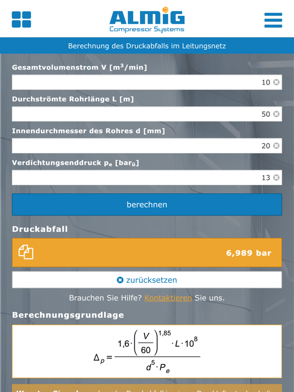 Screenshot #6 pour Druckluft Rechner von ALMiG