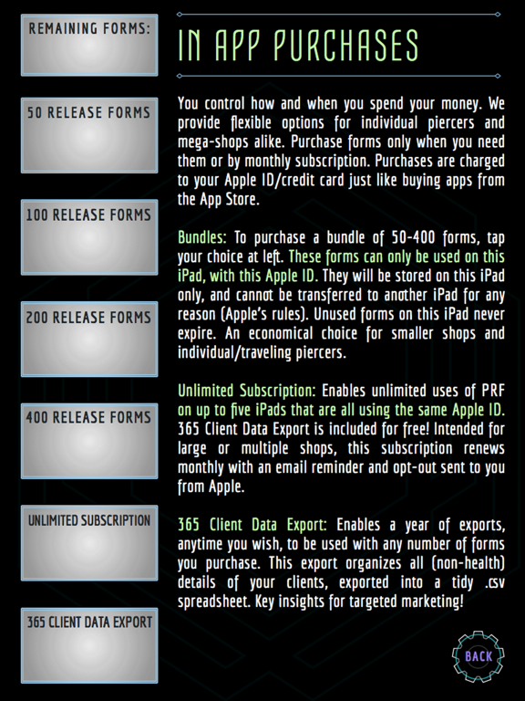 Piercing Release Forms iPad screenshot 2 - Productivity app