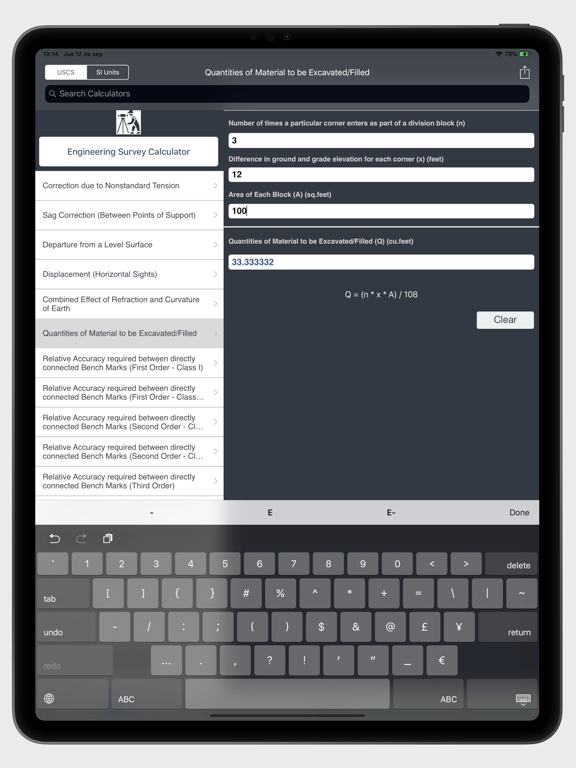 Engineering Survey Calculator iPad screenshot 7 - Utilities app