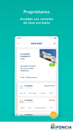 Capture d'écran de MyFoncia sur iPhone 6