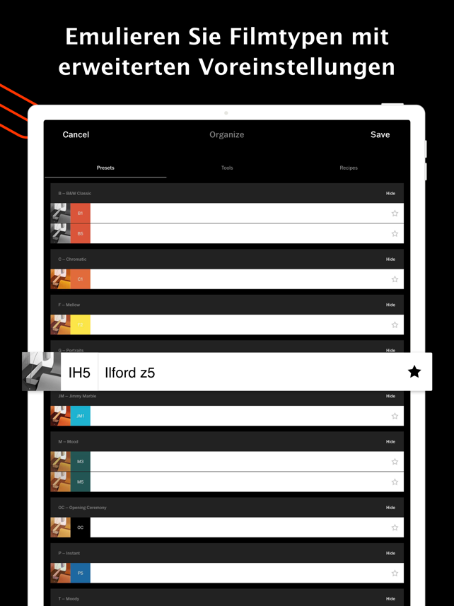 VSCO: Foto- und Video-Editor Screenshot