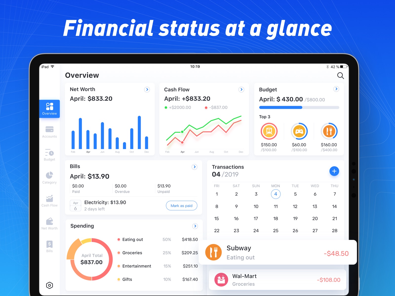 Pocket Expense 6 ipad screenshot 1
