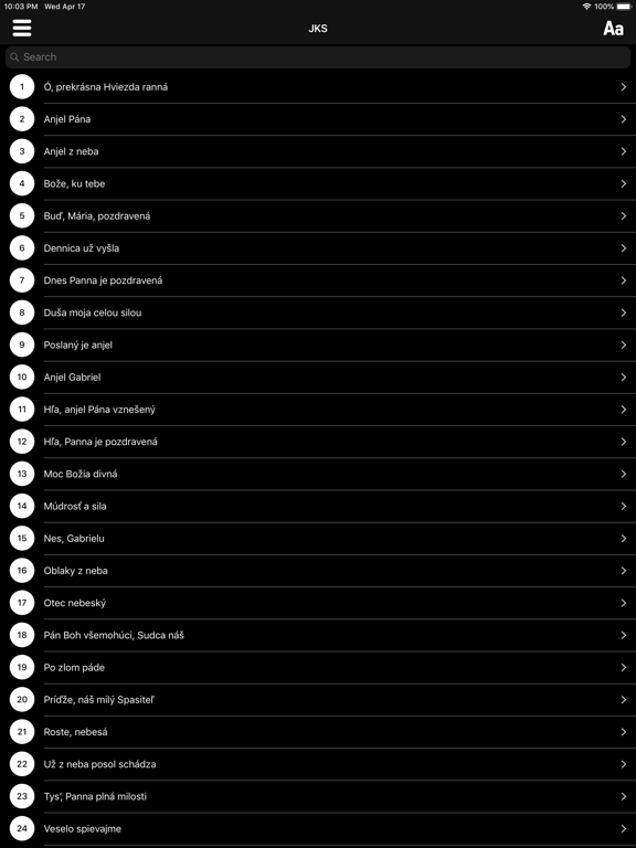 Jednotný Katolícky Spevník iPad screenshot 4 - Book app