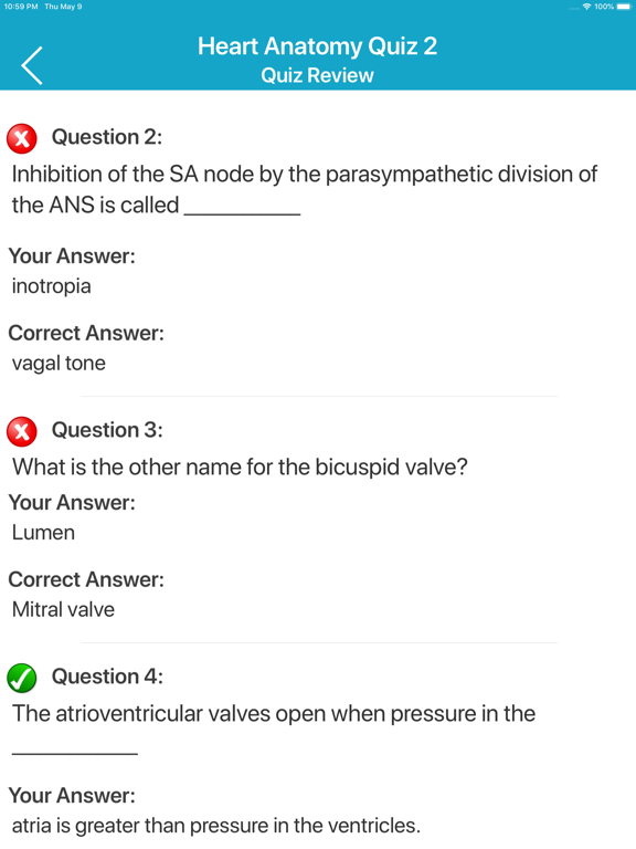 Cardiovascular System Quizzes iPad screenshot