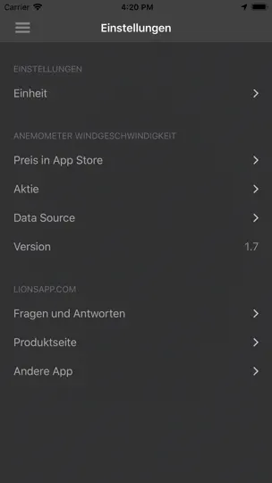 Screenshot von Windmesser Windgeschwindigkeit auf dem iPhone 6