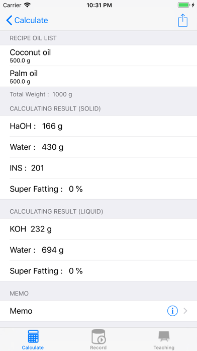 Screenshot #2 pour SoapDIY-Soap Recipe Calculator