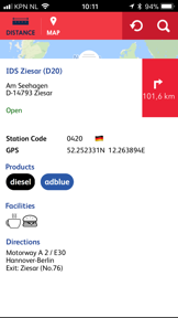 Q8Truck station finder screenshot
