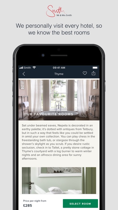 Mr & Mrs Smith boutique hotels Screenshot