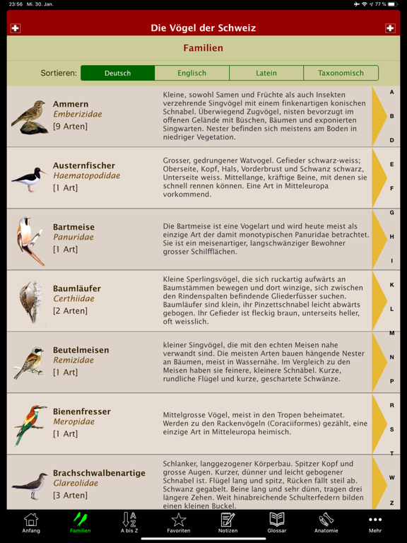 The Birds of Switzerland iPad screenshot