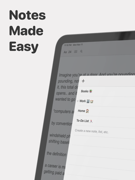 Etc App Notes iPad screenshot 1 - Productivity app