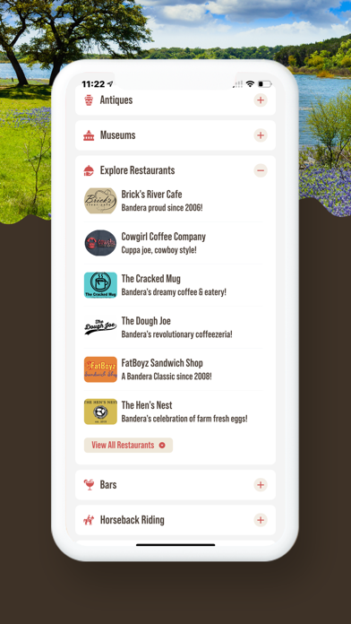 Texas Hill Country Travel App Screenshot