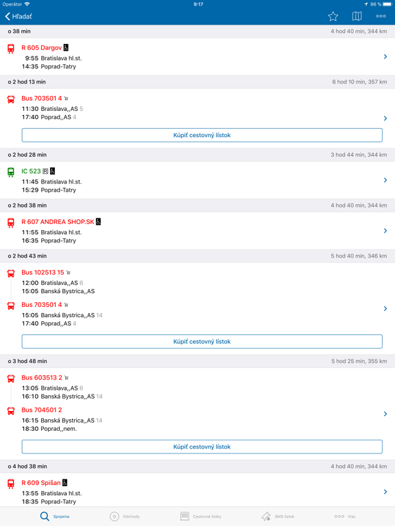 Cestovné poriadky CP iPad screenshot 3 - Travel app