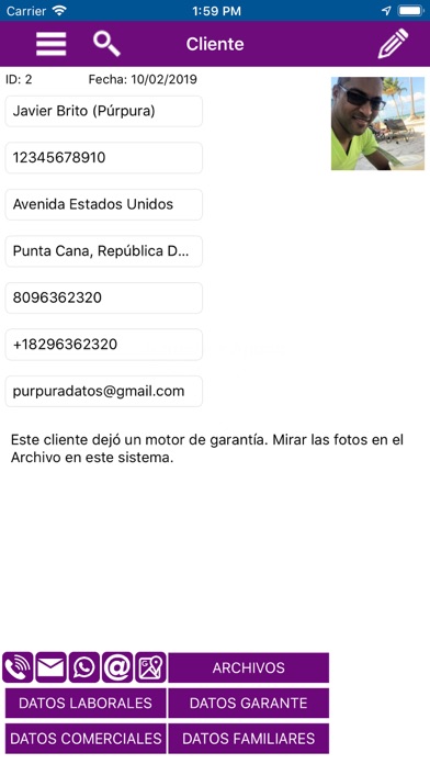 Screenshot #2 pour Púrpura Datos