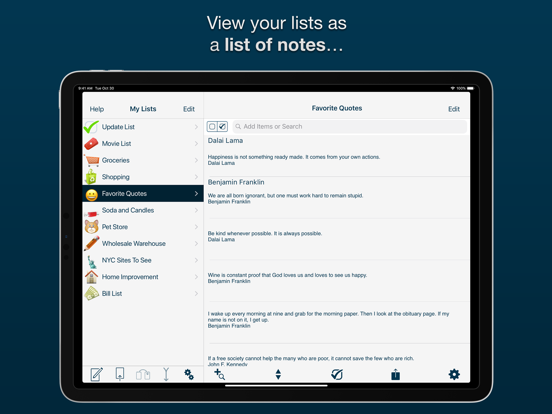 My Lists iPad screenshot 4 - Productivity app