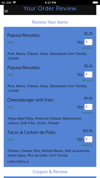 Pupusas Express iPhone screenshot 6 - Food & Drink app