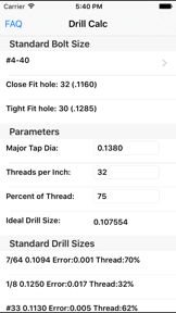 Drill Calc screenshot