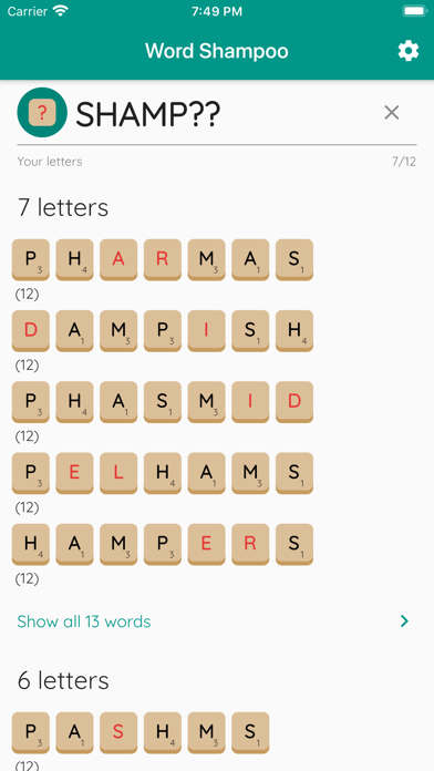 Screenshot #1 pour Word Shampoo