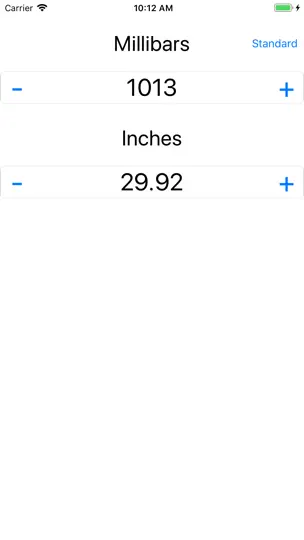 Screenshot von Millibar / Inches Calculator auf dem iPhone 2