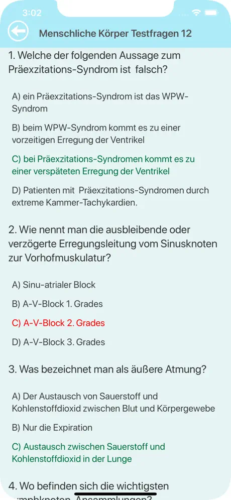 Menschliche Körper Testfragen