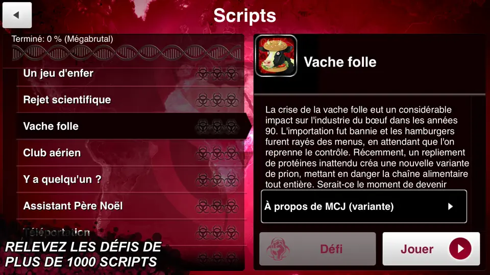 Capture d'écran de Plague Inc. sur iPhone 9