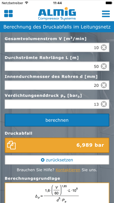 Screenshot #3 pour Druckluft Rechner von ALMiG