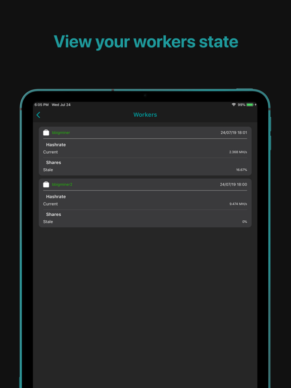 Crypto mining tracker MinerBox iPad screenshot 8 - Finance app