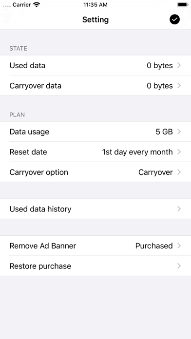Data Remaining Screenshot